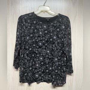 J.Jill Black floral sleeve top sz XL